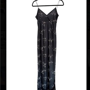 Charlotte Russe Vintage Navy Blue Silver Sparkle Rose Evening Slip Dress